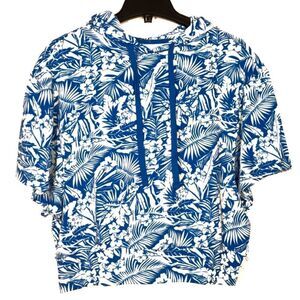 IVORY ELLA ANDREA‎ TROPICAL CROPPED PULLOVER HOODIE NWT
